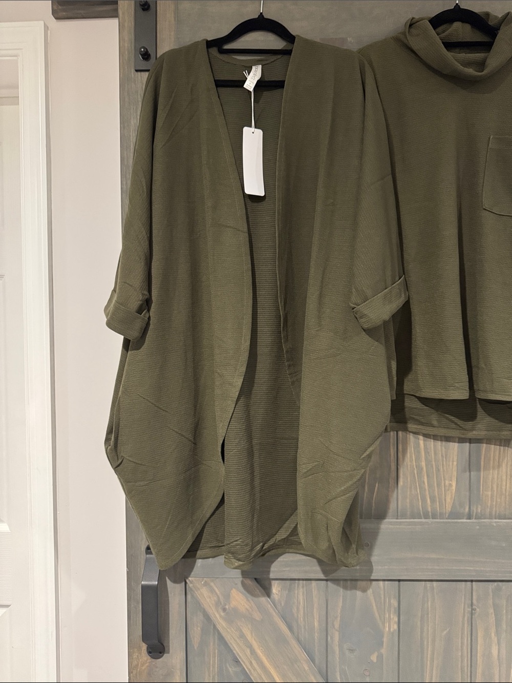 NWT Dear Scarlett Olive Green 3 - Piece Set with Cowl Neck, Jacket and Pants - Picture 2 of 6